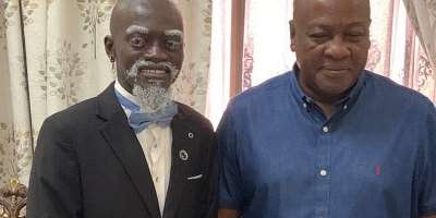 Ghanaian actor Kwadwo Nkansah LilWinleft and former President John Mahama