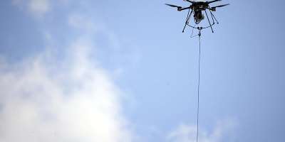 A tethered surveillance drone during a demonstration at Special Operations Forces (SOF) Week on May 20, 2026 in Tampa, Florida. -  AFP