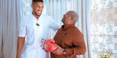 British-Nigerian boxer Anthony Joshualeft and President of the Republic of Ghana, John Dramani Mahama