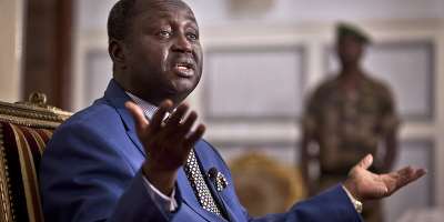 President of the Central African Republic Francois Bozize speaks to the media at the presidential palace in Bangui, Central African Republic, January 8, 2013. -  Ben Curtis, AP