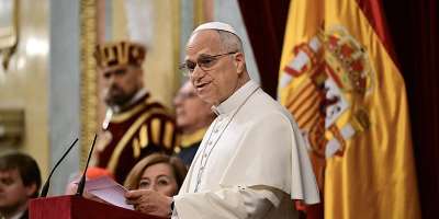 Pope Leo XIV before the Spanish Parliament in Madrid on June 8, 2026 -  Stefano Redellandini, AFP