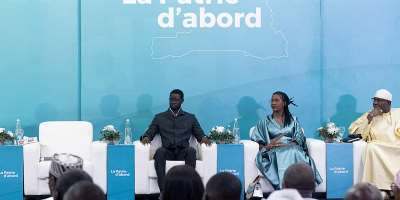 Senegals President Bassirou Diomaye Faye attends the ceremony to launch Kiiraay, his new party at the King Fahd Hotel in the Almadies district in Dakar on 25 July, 2026. - AFP - SEYLLOU