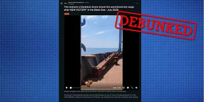 In this X post, a video falsely described as showing a drone attack on a US vessel in Egypt has been viewed more than one million times. The video in fact shows a Ukrainian drone striking a Russian-owned ship in the Black Sea on July 24. -  Observers