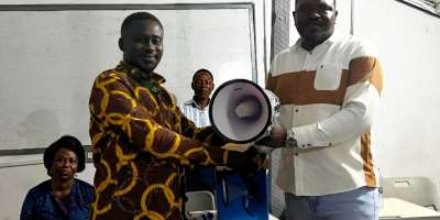 KOB sparks excitement in Oforikrom NPP, donates 15 megaphones to supercharge grassroots campaign