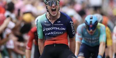 Debutant Olav Kooij surged to a dominant sprint victory on the fifth stage of the Tour de France. -  Anne-Christine Poujoulat, AFP