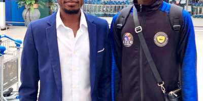 John Young talent John Baah pictured with Youth Talent Manager, Leon Daniel Agyeman Dodoo.