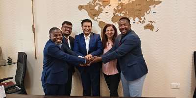 From left to right: Victor Yao Nyakey, Sagar Kurle, Premal Lokhandwala (Honorary General Consul of Ghana in Mumbai, India), Mrs Maushmi Lokhandwala, & Muzikayifani Lawrence Ndhlovu