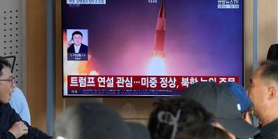 A TV screen shows a file image of a North Korean missile launch during a news program at Seoul Railway Station in Seoul, South Korea, September 20, 2026. -  Ahn Young-joon, AP Photo