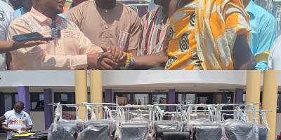 Cape Coast Assembly donates chairs, dustbins to Oguaa Traditional Council