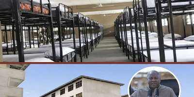 Top — overcrowded SHS dormitory highlighting welfare challenges. Bottom — E-Block projects pledged for completion to ease congestion and end double-track.