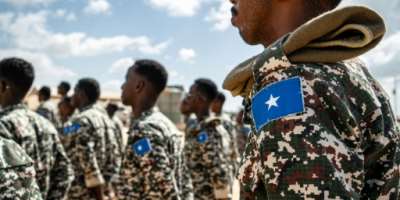 A Somali National Army soldiers with international partners had pushed Al-Shabaab back in 2022, 2023.  By Amaury Falt-Brown (AFP)