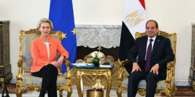 Egyptian President Abdel Fattah al-Sisi meets European Commission President Ursula von der Leyen in the capital Cairo.  By - Egyptian PresidencyAFP