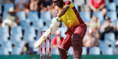 Johnson Charles hit 11 sixes and 10 fours in his 39-ball century for West Indies against South Africa.  By PHILL MAGAKOE AFP