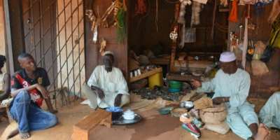 Muslim shopkeepers selling goods in the Central African Republic town of Sibut in 2013 before many Muslims fled into exile due to civil war.  By Patrick FORT (AFP/File)