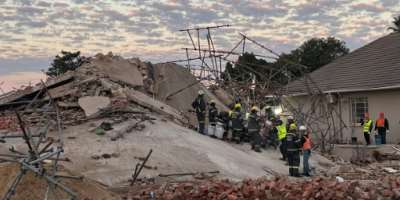 The five-storey apartment block was under construction when it collapsed in the southern city of George.  By Willie van Tonder AFPFile