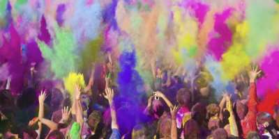 People celebrating Holi festival in India.