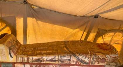 Archaeologists in Egypt found 14 coffins from around 2,500 BC, following 13 found last week, all at the desert necropolis of Saqqara. By - (Egyptian Ministry of Antiquities/AFP)