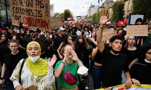 Tens of thousands rally across France as high school protests gather strength