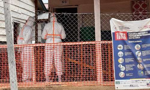 Health workers in protective gear inside the Ebola treatment centre at Bunia’s referral hospital in Ituri province, eastern DRC, October 2026. -  Paulina Zidi / RFI