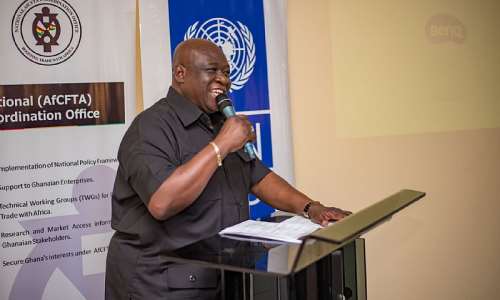 Dr Fareed, National AfCFTA coordinator addressing participants