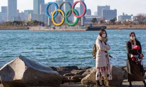 Olympic signs are in place in Tokyo