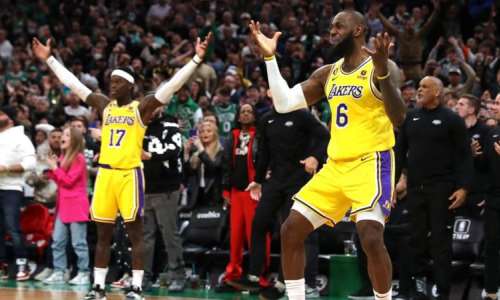 The Lakers led 54-48 at the break but ended up losing to the Celtics in overtime for the second time this season