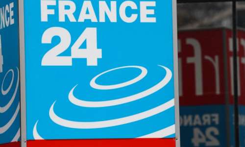 An office of French broadcaster France 24 is seen in Issy-les-Moulineaux, France, in April 2019. Authorities in Burkina Faso indefinitely suspended France 24 over an interview with the head of Al-Qaeda in the Islamic Maghreb on March 27, 2023. AFPKenzo Tribouillard