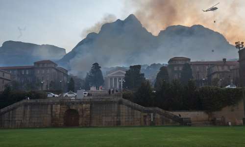 A wildfire spread across the slopes of Table Mountain to the University of Cape Town. - Source: Photo by Brenton Geach/Gallo Images via Getty Images