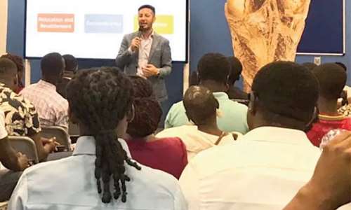 A scene at the documentary screening