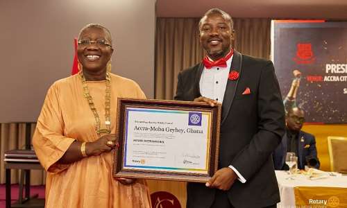 District Governor Nana Yaa Siriboe charters Rotary Club of Accra-MOBA GEYHEY, calls for impactful service and community Transformation