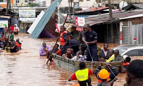 Flooded neighbourhoods in Ghanas capital, Accra. -  AP/Ghanas National Disaster Management Organisation.