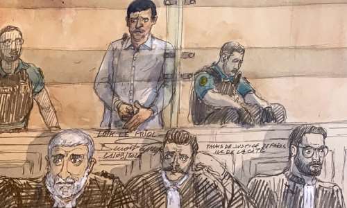 Far-right activists Loik Le Priol, 32, and Romain Bouvier, 35, face up to 27 and 25 years in prison. -  Benoit Peyrucq, AFP