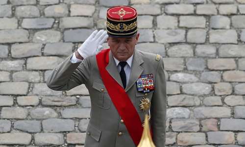 Frances General Benoit Puga reviews troops during a military ceremony, at the Hotel des Invalides in Paris on June 30, 2017. -  Francois Mori, AP -  Francois Mori, AP