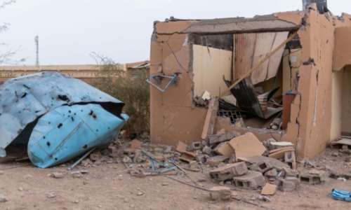 A damaged school is seen in Kidal, in May 2026.  By - (AFP/File)