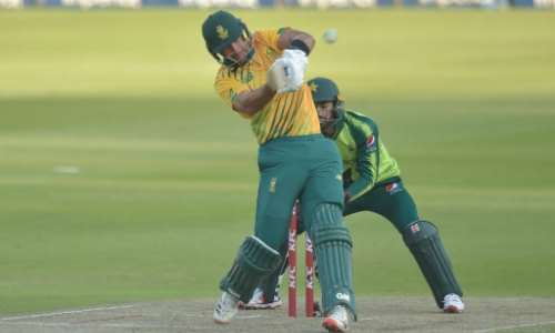 Aiden Markram hit 54 off 30 balls to help South Africa to a six wicket win over Pakistan in the second T20 on Monday. By Christiaan Kotze (AFP)