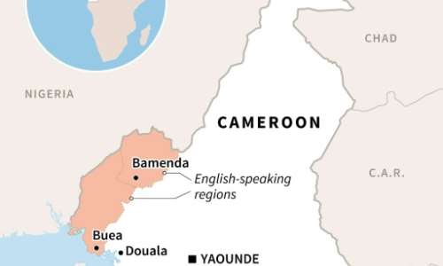 Cameroon's Northwest and Southwest Regions and their respective capitals, Bamenda and Buea. By Valentina BRESCHI AFP