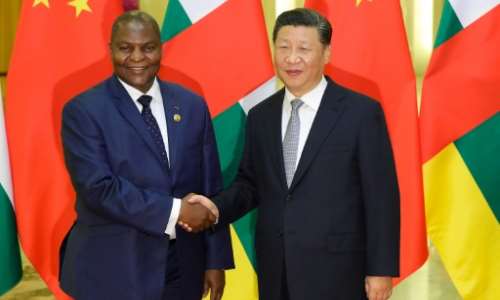 China's President Xi Jinping -- seen in Beijing in 2018 with CAR counterpart Faustin-Archange Touadera -- has urged the killers be severely punished. By Lintao Zhang POOLAFPFile
