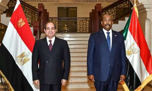 Egyptian President Abdel Fattah al-Sisi (L) made his first to neighbouring Sudan since the ouster of longtime autocrat Omar al-Bashir and met head of state General Abdel Fattah al-Burhan. By - (EGYPTIAN PRESIDENCY/AFP)