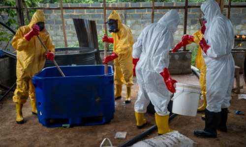 Forensic experts from Nigerias National Drug Law Enforcement Agency (NDLEA) dismantle a Mexican-linked meth lab in Ogun State.  By TOYIN ADEDOKUN (AFP/File)