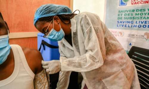 Just 4.1 percent of over-18s in Cameroon are vaccinated. By Daniel Beloumou Olomo (AFP)