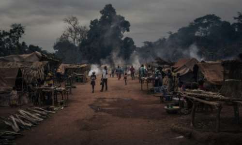 Refugees from the CAR city of Bangassou fled to Ndu in neighbouring DR Congo after a rebel offensive in January. By ALEXIS HUGUET (AFP)