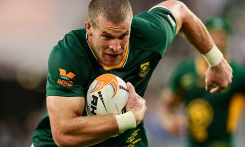 South Africa substitute loose forward Cameron Hanekom carries the ball during a 43-28 victory over New Zealand in Baltimore on September 12.  By Caean Couto (GETTY IMAGES NORTH AMERICA/AFP)