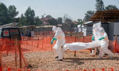 The response to the Ebola outbreak in the DR Congo has been complicated by conflict and the tradition of families touching the body of the deceased at burials.  By Jospin Mwisha (AFP/File)