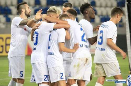 Kf Tirana team during the first round of UEFA Champions League