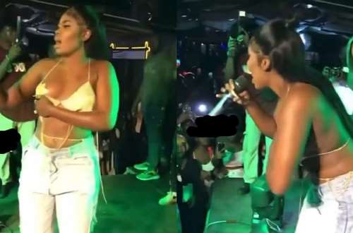 Watch the moment Yaa Jackson's breast fell off during stage