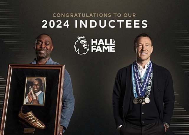 John Terry and Andy Cole are inducted into the Premier League Hall of Fame as the Chelsea and Man United legends join 2024 honours list