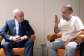 Israeli Prime Minister Benjamin Netanyahu meets Yaniv Hayun, a passenger on the FlyDubai flight bound for Israel from the United Arab Emirates, which was diverted to Saudi Arabia following an emergency signal, at the Ben Gurion Airport, Israel, October 1, 2026. -  GPO via Reuters