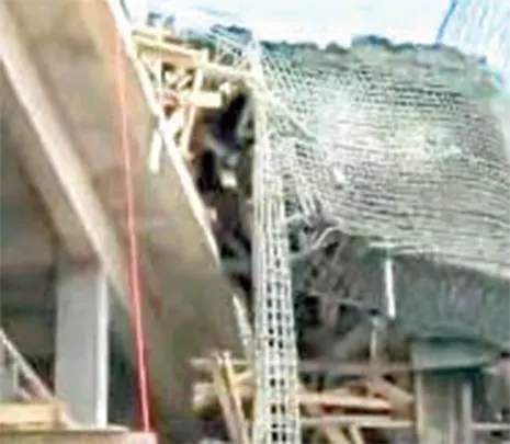 The collapsed church building