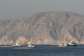 Vessels anchored in the Strait of Hormuz off the port city of Khasab on Omans northern Musandam Peninsula on May 17, 2026. -  AFP