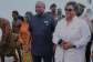 Ghanas President John Dramani Mahama (L), Barbados Prime Minister Mia Amor Mottley (C) and Ghanaian Foreign Minister Samuel Okudzeto Ablakwa (R) arrive at Osu Castle in Accra for a ceremony commemorating the abolition of slavery, 19 June 2026. -  AP Photo/Reuben Ekow Quansah